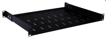 Masterlan fixed perforated shelf, 1U, 19", 350mm, load capacity 40kg, black