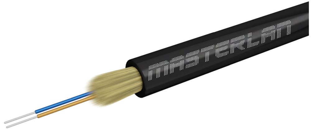 Masterlan DROPX universal fiber optic drop cable - 2F 9/125, SM, LSZH, black, G657A2, 1m