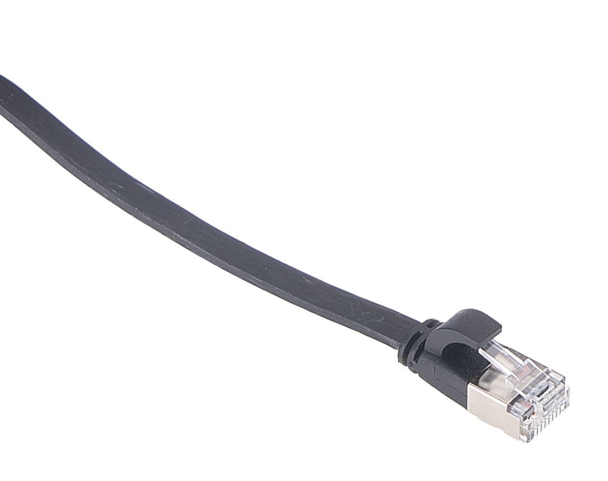 Masterlan comfort patch cable U/FTP, flat, Cat6A, 0,5m, black, LSZH