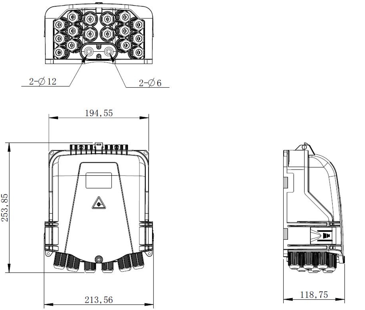 Masterlan FTTH terminal fiber optic box for 16x SC, including 2 splice trays