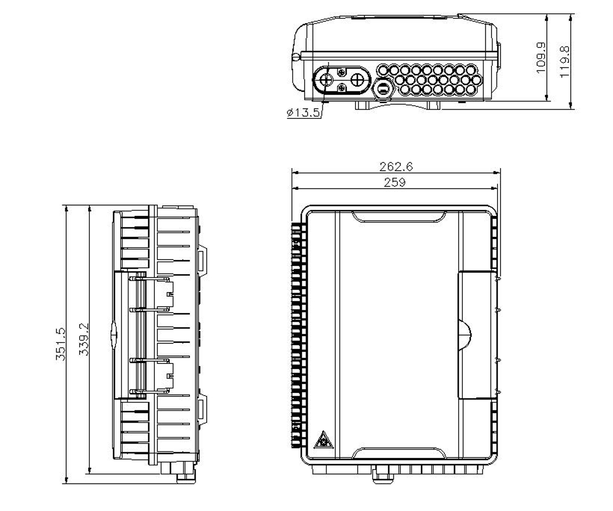 Masterlan FTTH terminal fiber optic box for 24x SC, including splice tray