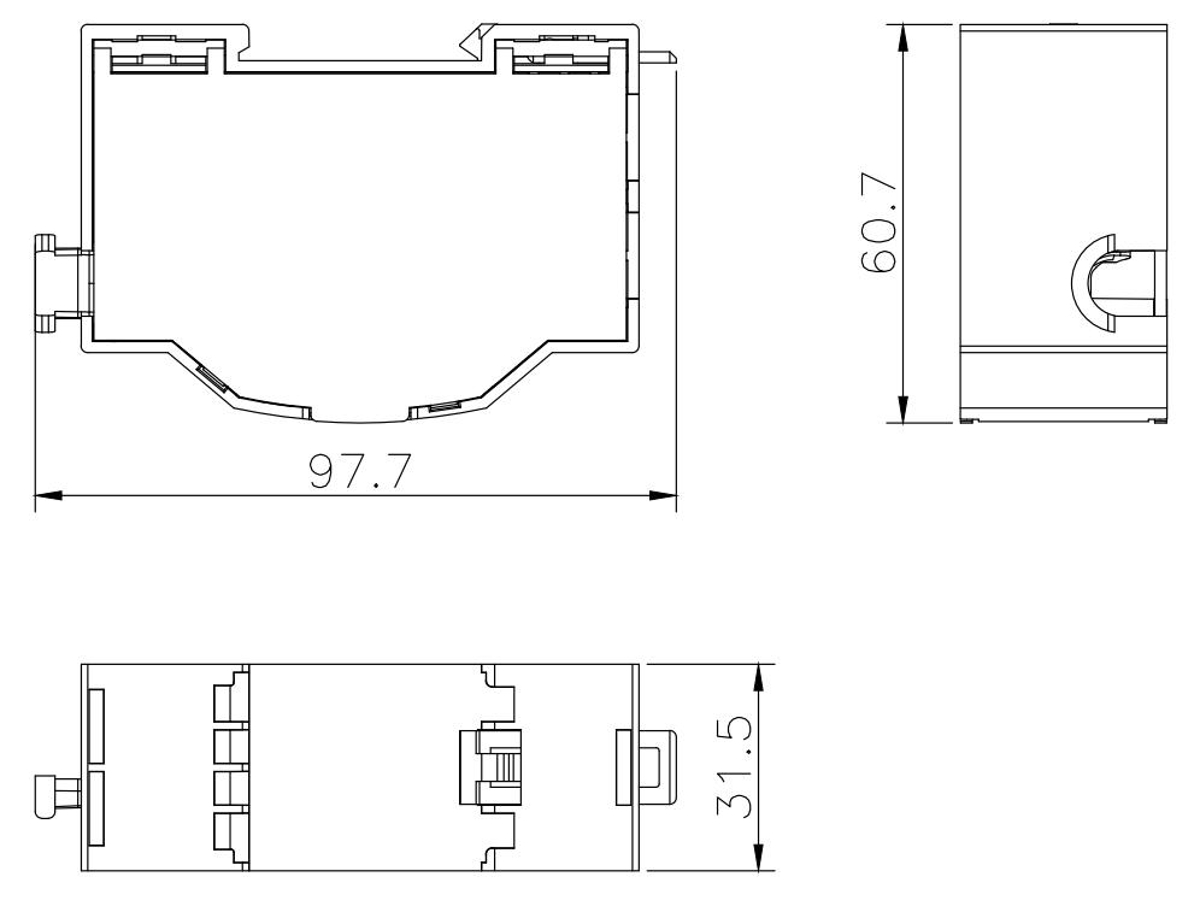 Masterlan DIN terminal fiber optic box for 4x SC/LC, including splice tray