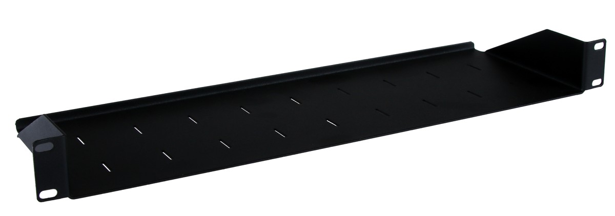 Masterlan fixed perforated shelf. 1U, 19", 150mm, load capacity 15kg, black